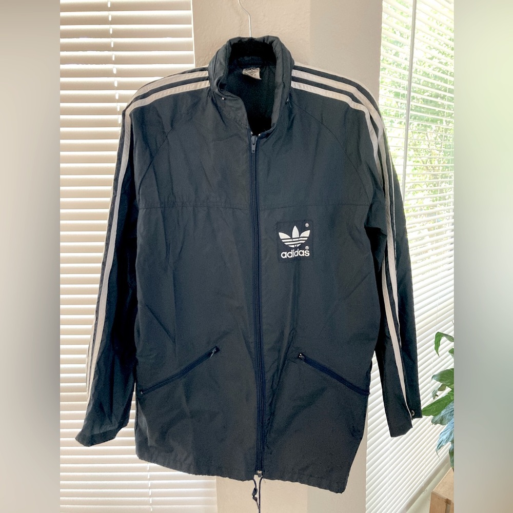 ADIDAS RETRO VINTAGE TRACKSUIT FOR JOGGING AND RAIN Sz S BlueNavy WHoodie